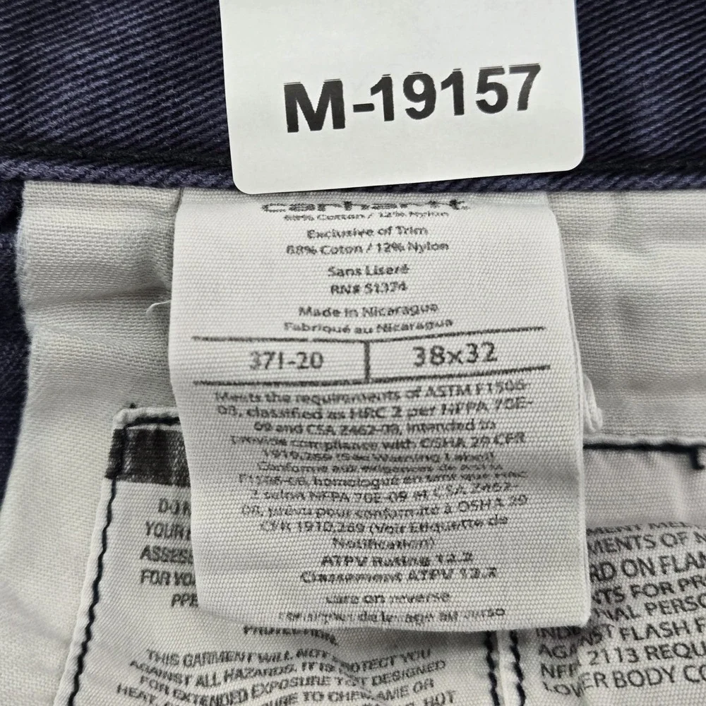 Carhartt Men Pants 38X32 Blue Cotton Nylon Chino Twill FR Work Pants READ